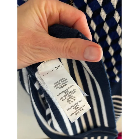 Women's Vintage Juicy Couture Navy & White Geometric Mini sweater Dress S - Picture 6 of 6